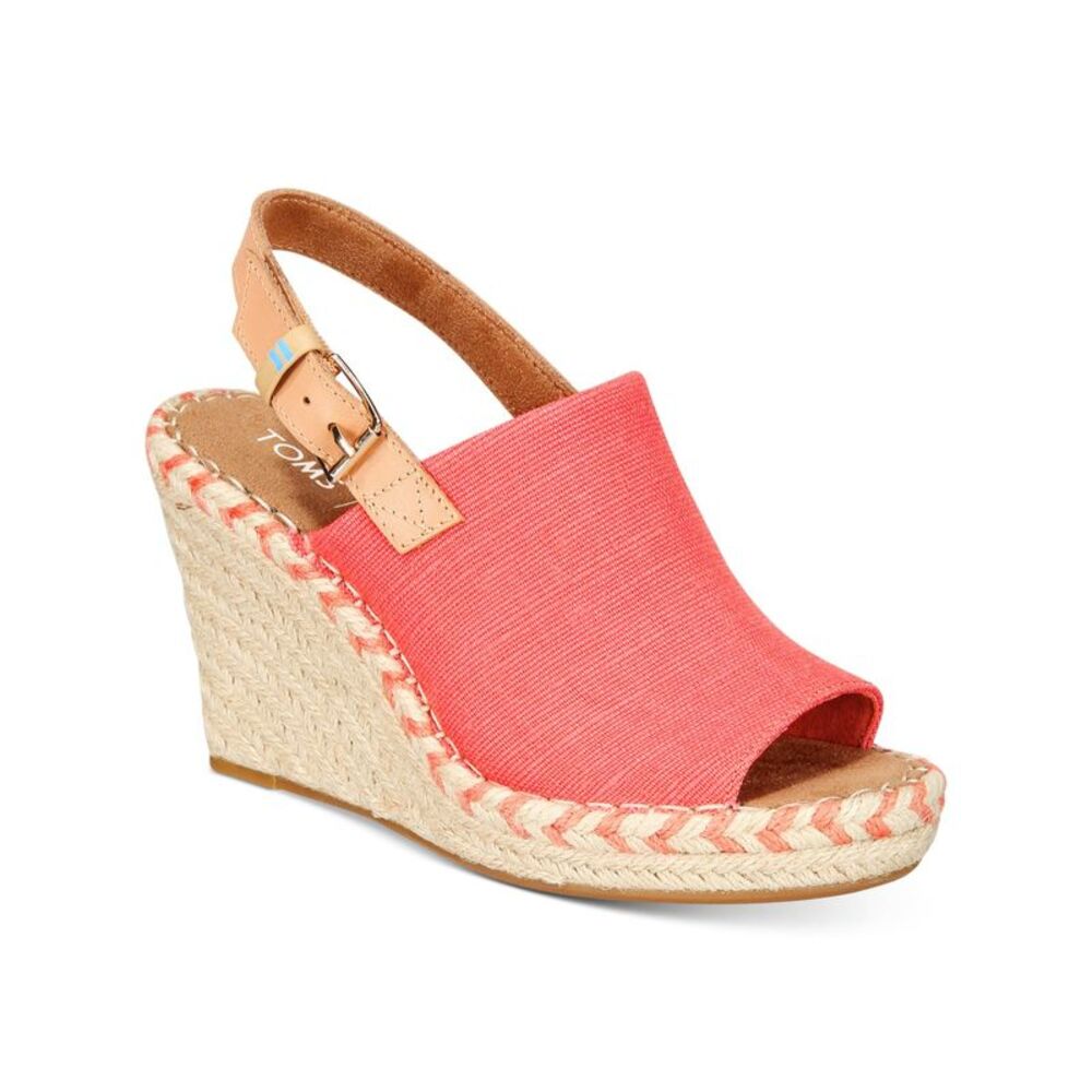 NWT TOMS Womens Coral 1/2" Platform Monica Wedge Leather Espadrille Shoes 9 M